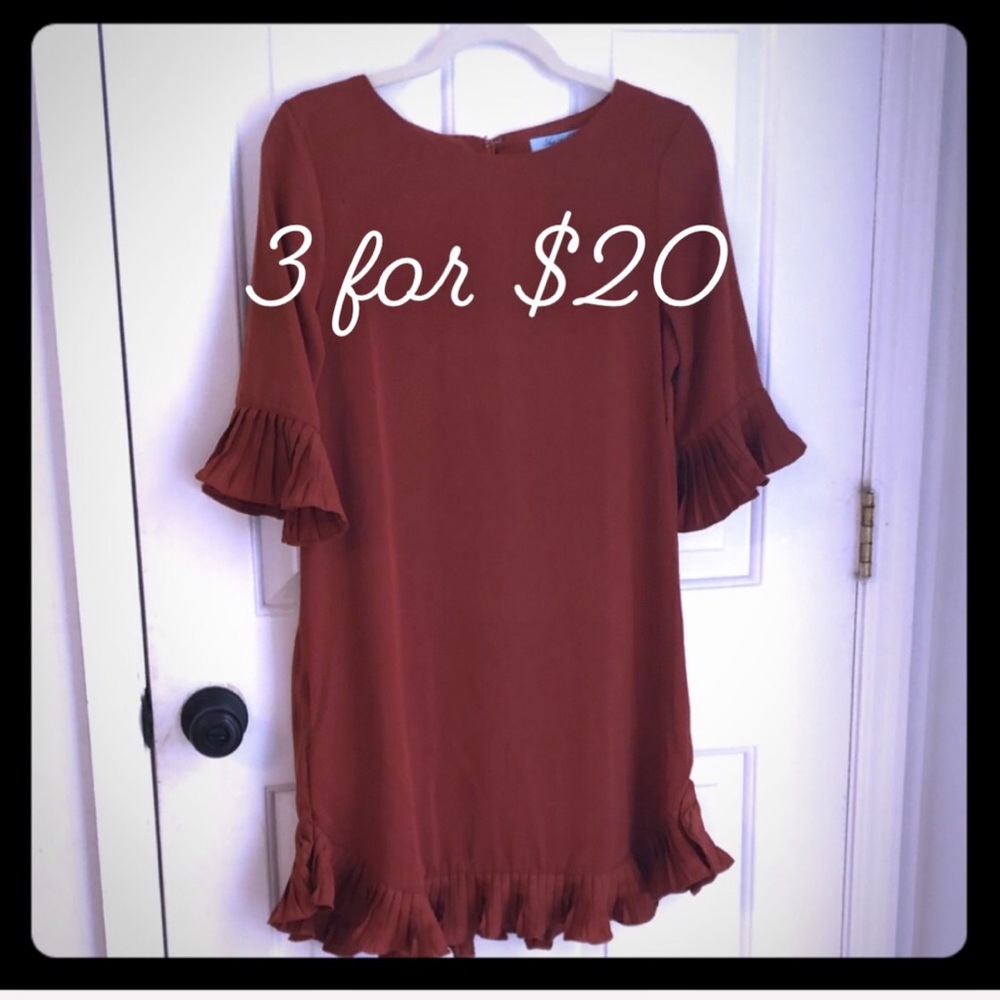 She & Sky rust ruffle dress S 3itemsfor$20